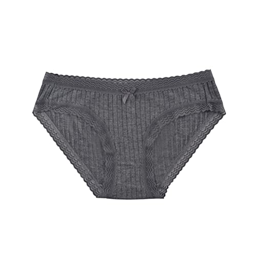  KNITLORD 6 Pack Womens Thongs Cotton Breathable Black Panties  Bikini Underwear