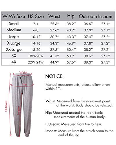 WiWi Bamboo Pajama Pants for Women Soft Sweatpants Casual Wide Leg