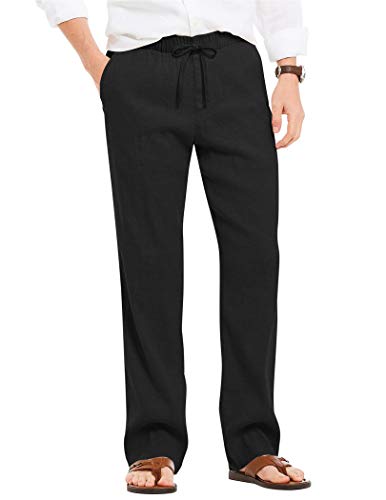 SOOMLON Pants for Men Cotton Linen Formal Pants Elastic Waist Breathable  Soft Beach Trousers White S - Walmart.com