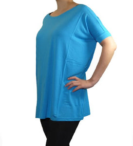 Piko Women's Famous 1988 Short Sleeve Bamboo Top Loose Fit (Small, Dazzling Blue)