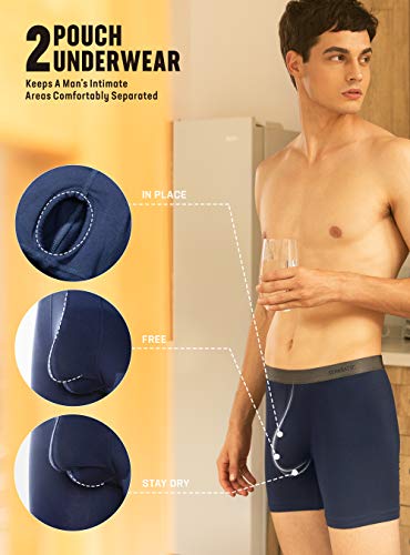 3-pack Separatec Men's Soft Basic Modal / Bamboo Rayon Separate Dual Pouch  Underwear Long Leg Boxer - AliExpress