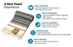 DEMMEX Certified 100% Organic Cotton & Organic Dye Prewashed XL Diamond Weave Turkish Cotton Towel Peshtemal Blanket for Bath,Beach,Pool,SPA,Gym, 71x36 Inches,14 Oz (Black)
