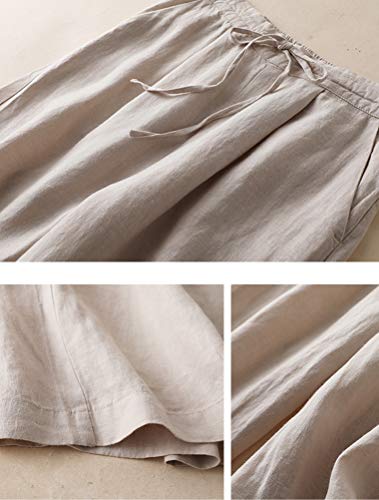 IXIMO Women's Cotton Linen Wide Leg Pants Casual Drawstring Lounge Pal –  Kreative World Online