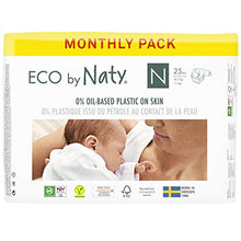 Load image into Gallery viewer, Eco by Naty Baby Diapers - Plant-Based Eco-Friendly Diapers, Great for Baby Sensitive Skin and Helps Prevent Leaking (Newborn, 100 Count)
