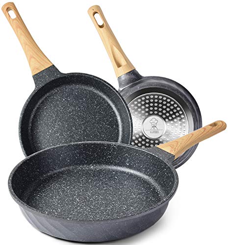 ESLITE LIFE Frying Pan Set with Lids Nonstick Skillet Set Egg Omelette Pans,  All