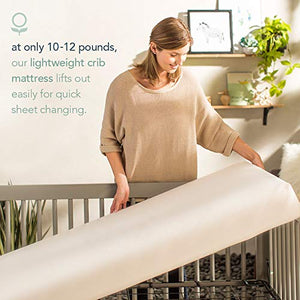 Naturepedic Organic Lightweight Classic Crib Mattress, 2-Stage Natural Mattress for Baby and Toddler Bed, Non-Toxic, 52" x 28"