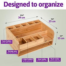 Load image into Gallery viewer, MissionMax Bamboo Wood Desk Organizer with File Organizer for Office Supplies Storage &amp; Desk Accessories. Perfect Office Decor combo for Desk Organization, Office Desks, Home Office and more
