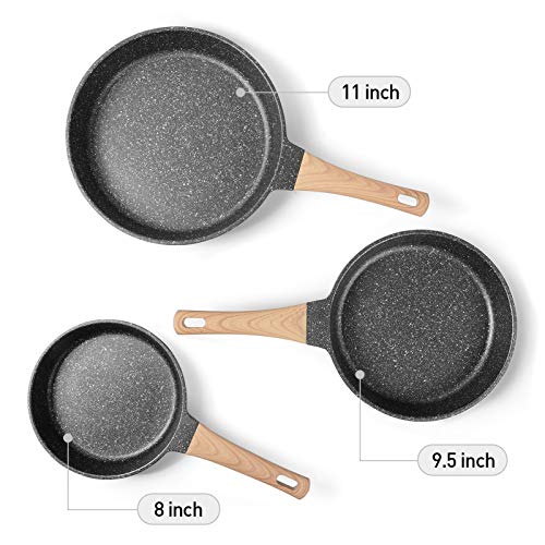 Nonstick Frying Pan Skillet, Swiss Granite Coating Omelette Pan, Healthy  Stone Cookware Chef'S Pan, PFOA Free (9.5 Inch)